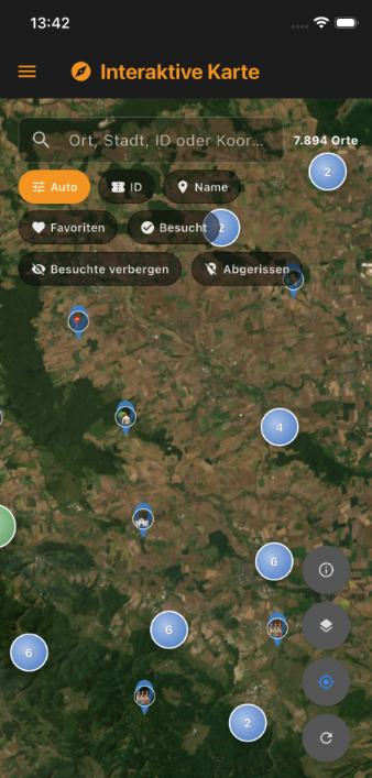 Lumap Lost Places Karte – interaktive Urbex Karte mit Clustern